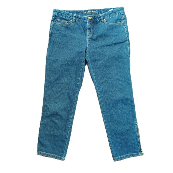 MICHAEL KORS Zipper Cropped Ankle Sz 10 Women's Mid Rise Stretch Jeans - Picture 1 of 6